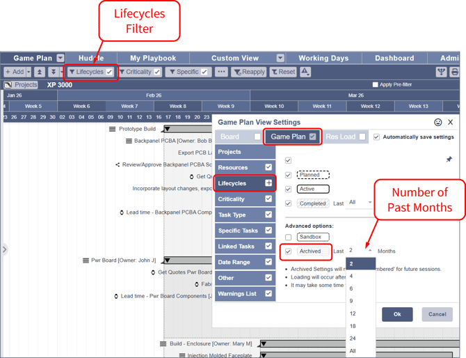 Archived Tasks - Load Archived Tasks in Game Plan
