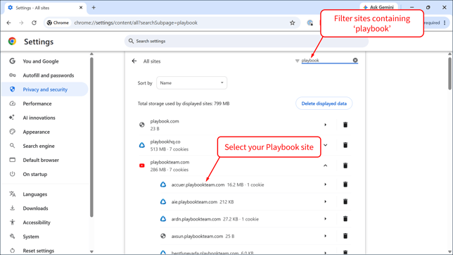 Configure Chrome - Select your Playbook site
