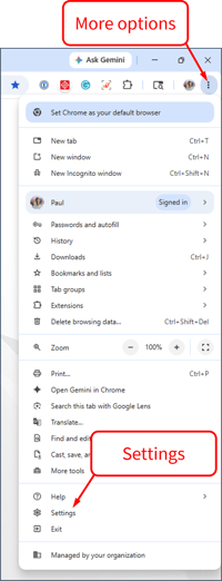 Configure Chrome - Settings