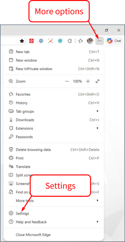 Configure Edge - Settings