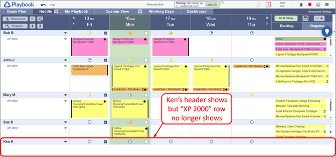 Empty Rows - Kens XP2000 row no longer shows