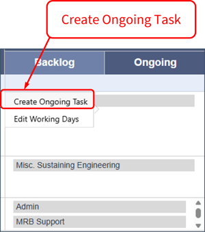 Ongoing Tasks - Create