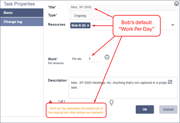 Ongoing Tasks - Default Value for Work Per Day