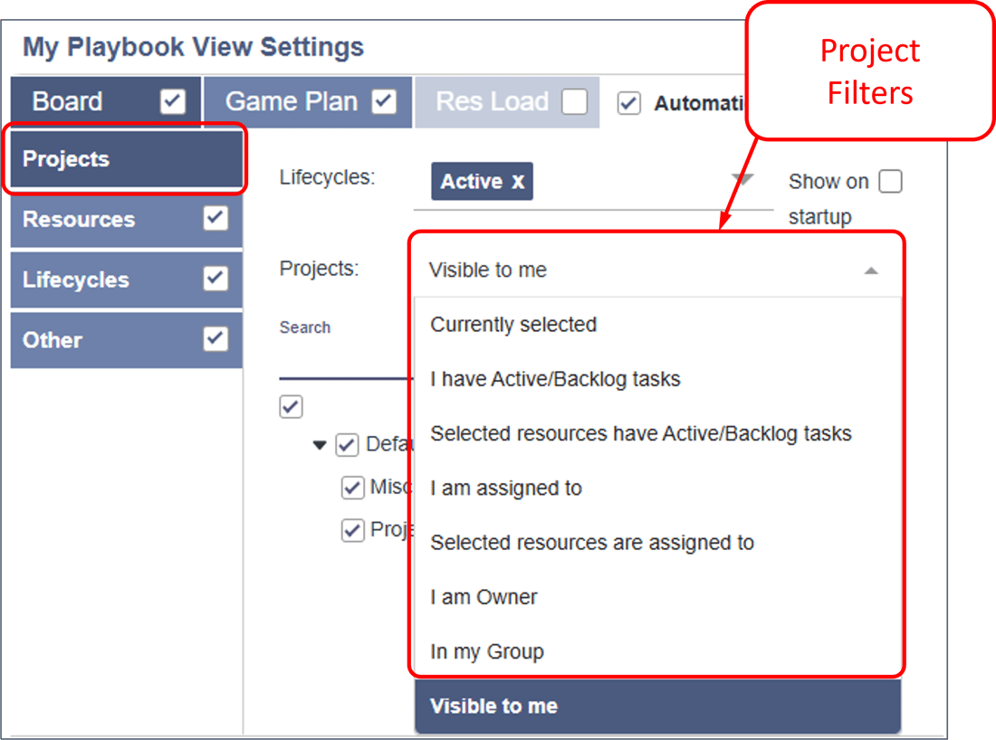 Project Filters in View Settings