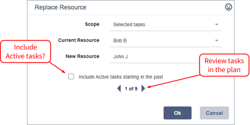 Replace Resource - Include Active tasks