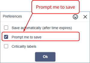 Save Options - prompt me to save only