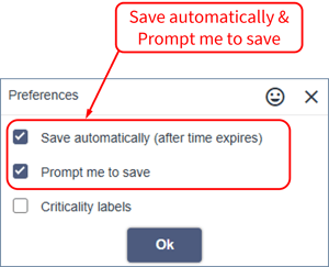 Save Options - save automatically & prompt me