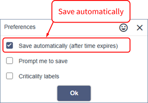 Save Options - save automatically only
