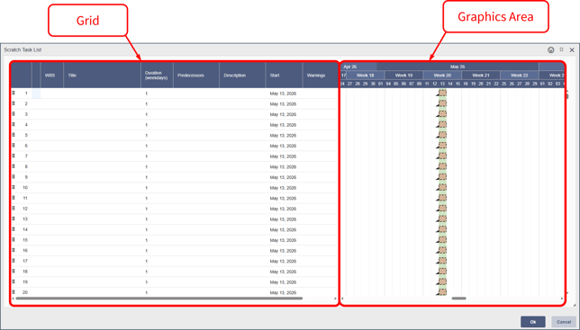 Scratch Task List Grid and Graphics Areas