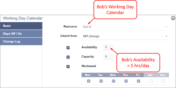 Set Availability - Working Days Calendar