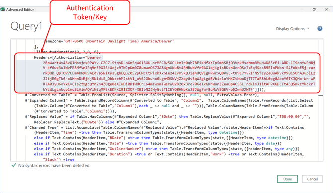 Auth Tokens - Excel - Adv Editor - Replace Authentication Token