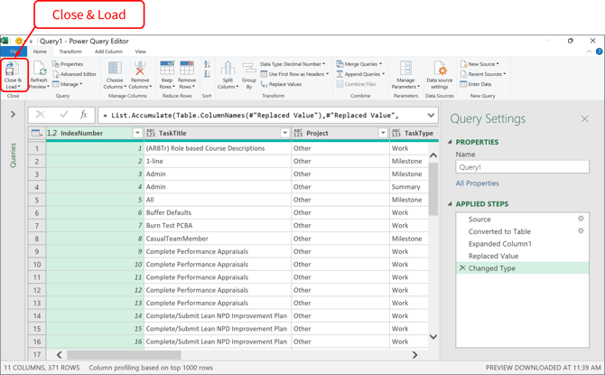 Auth Tokens - Excel - Close and Load