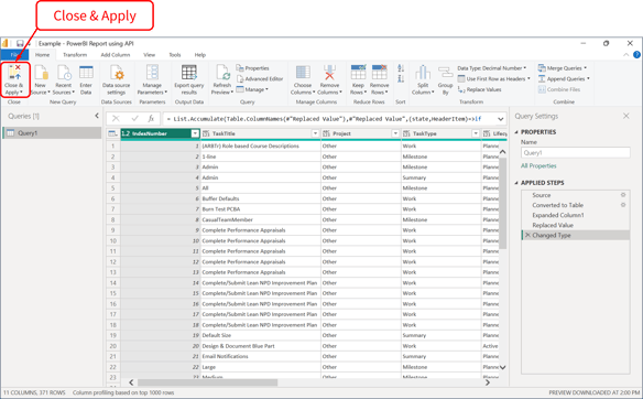 Auth Tokens - PowerBI - Close and Apply