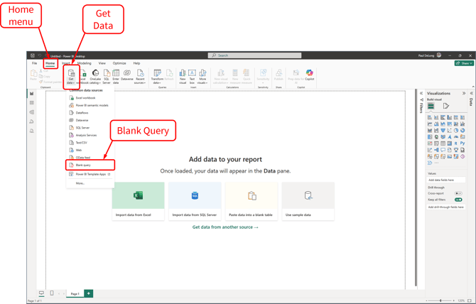 Connect Power BI - Get Data