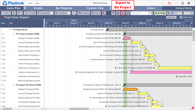 Export to MS Project