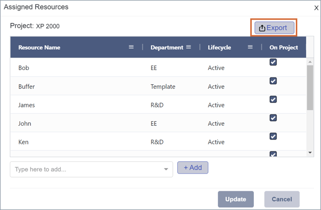 RN May 31 2022 - Export list of resources assigned to a project