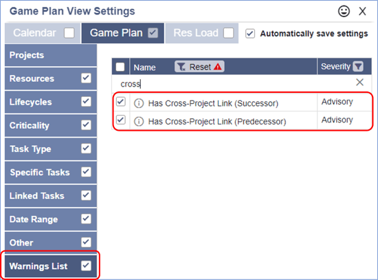 Oct 2024 - Criticality across projects - 4- Warnings List cross-project options
