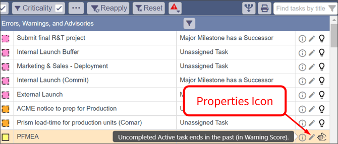 Sep 8, 2022 - Errors, Warnings, Advisories - 3 - Properties icon