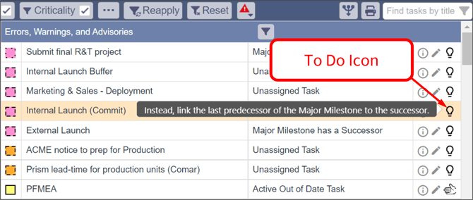Sep 8, 2022 - Errors, Warnings, Advisories - 4 - To Do icon